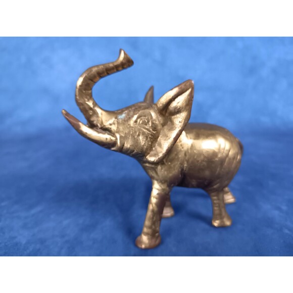 Brass Plated Copper Elephant Statue Figurine Table Shelf Decor Office Decor - Picture 5 of 6